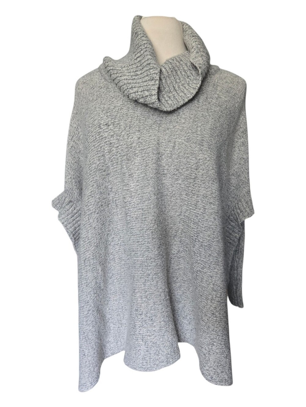 Love By Design Gray Marled Cowl Neck Poncho Sweater - S